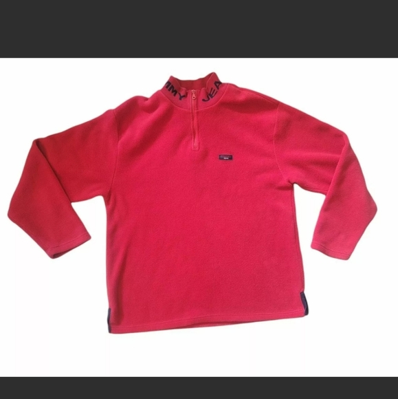 Vintage 90s Tommy Jeans Fleece Pullover 1/4 zip XL - Picture 1 of 7